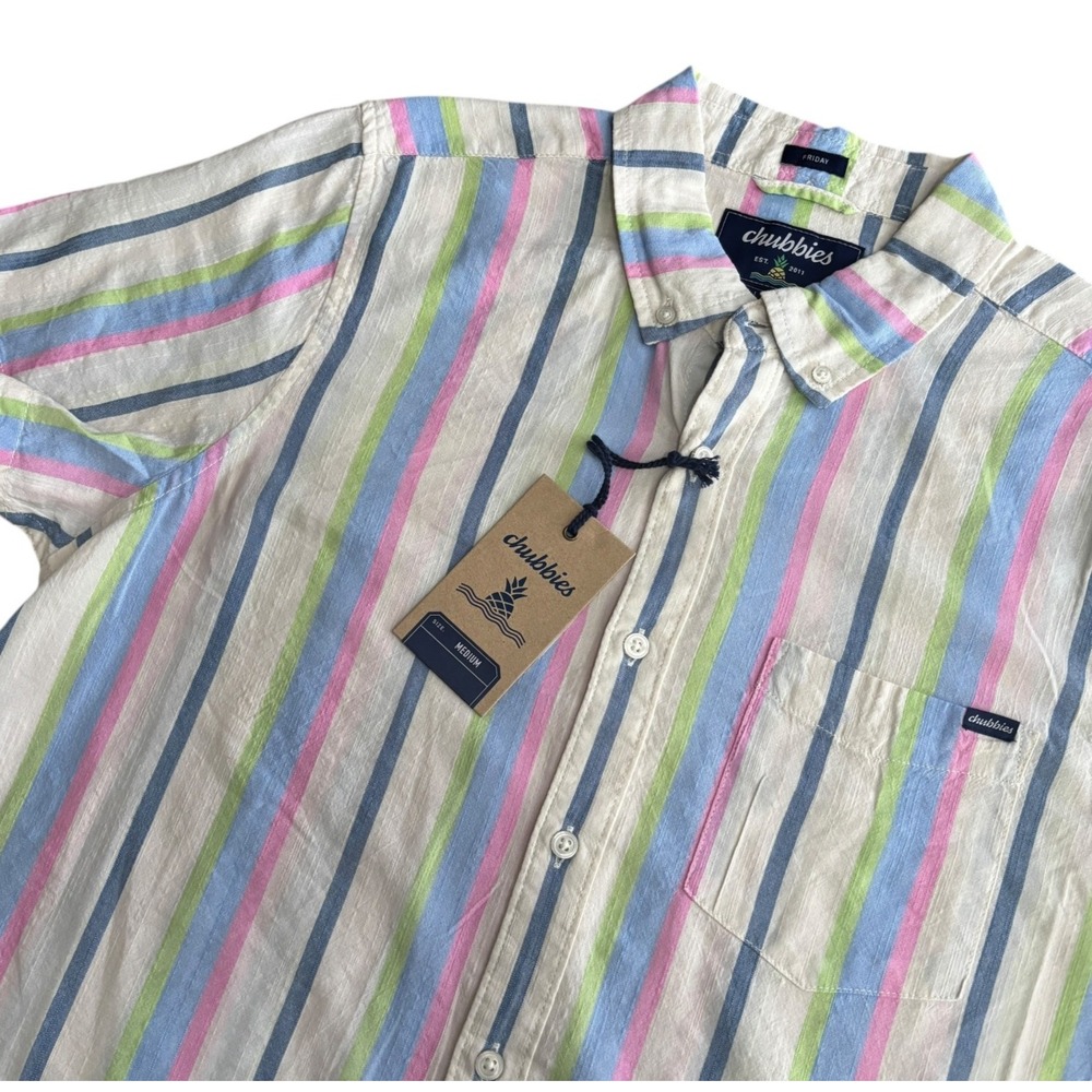 NEW Chubbies The Soft Serve Resort Weave Friday Shirt S/S Mens M Striped $64